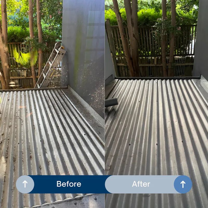Pressure washing result on driveway