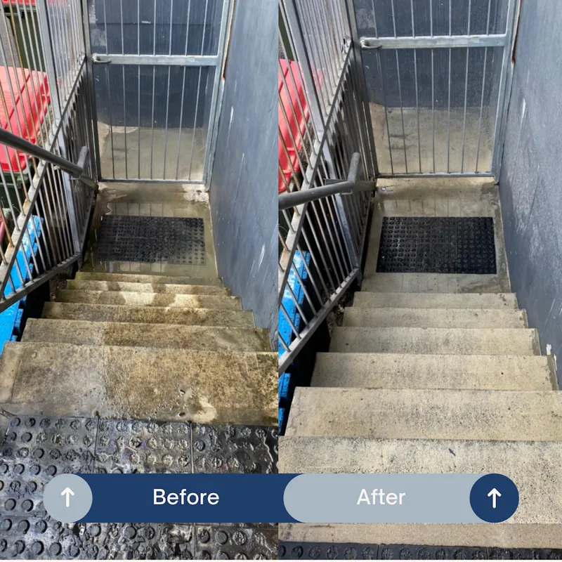 Pressure washing finished home exterior